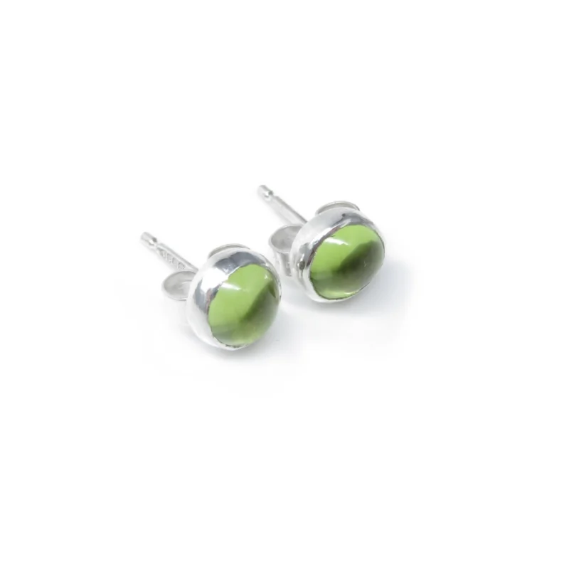 Sterling silver and 5mm Peridot earrings